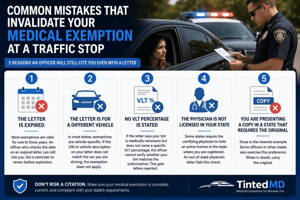 common mistakes that invalidate your medical exemption at a traffic stop